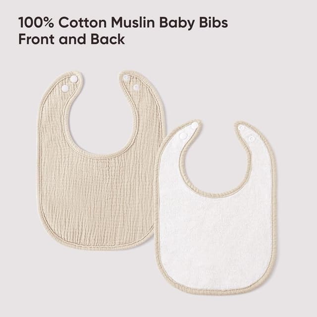 Detalle de bearmoss Muslin Baby Dribble Bibs (100% Cotton) – 8-Pack Adjustable Bandana Bibs for Drool & Teething