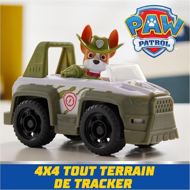 Detalle 2 de Paw Patrol Pat Patrouille Véhicule figurine Tracker Jungle Cruiser (voiture à collectionner, plastique recyclé)