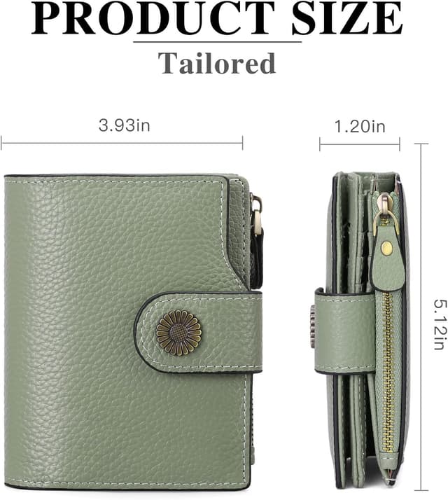 Detalle de SENDEFN Damen-Portemonnaie aus Echtleder (Bifold) mit RFID-Blockierung und Platz für 16 Karten