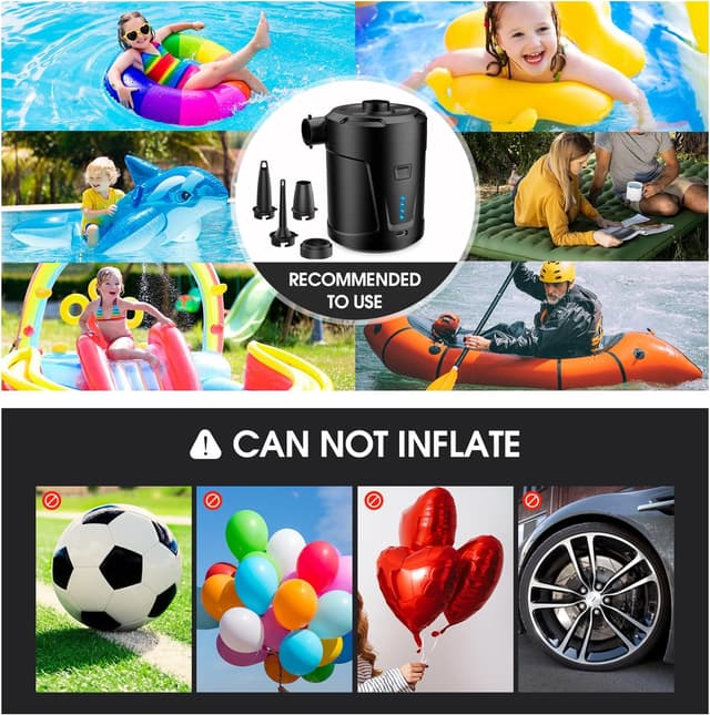Detalle 2 de SUPPOU Pompa Elettrica ricaricabile 5200mAh per materasso e gonfiabili