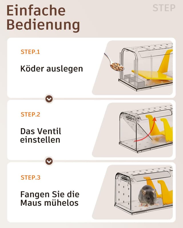 Thumbnail 5 de KENNEAS Mausefalle Lebend 4er Pack 7×7,2 cm 🐭