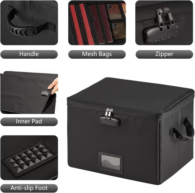 Detalle 2 de Fireproof Document Box with Lock – Fireproof & Waterproof Collapsible File Storage Case for Letter/Legal