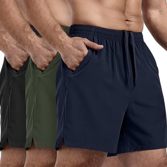 Thumbnail 6 de FIONECA 3-Pack Men’s Athletic Running Shorts (5-Inch) with Quick-Dry Stretch Fabric & Zip Pockets