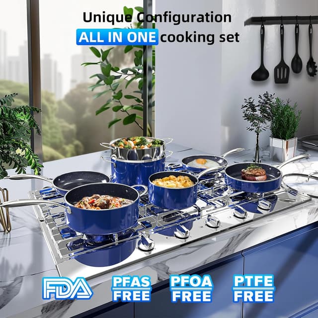 Detalle de Deluxe DUXANO 14PC Healthy Cookware Set 14PC