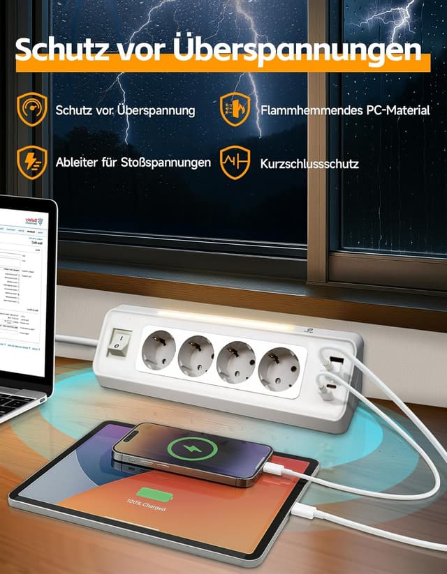 Detalle 1 de Comyan Ecksteckdose Küche 3680 W 4 Fach