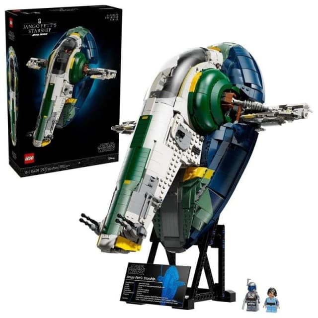 Detalle de LEGO Star Wars Nave Estelar Clase Firespray de Jango Fett (75409) con 2 minifiguras y 2.970 piezas