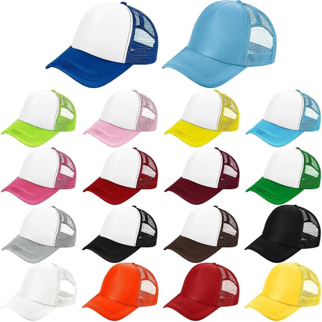 Detalle de TESIN 18er Sublimations-Basecaps-Set (Blanko) – verstellbar, atmungsaktiv mit Mesh-Rücken