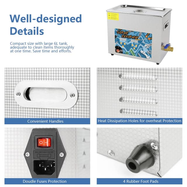 Detalle 2 de Ultraschallreiniger 6 l KECOOLKE 42 kHz
