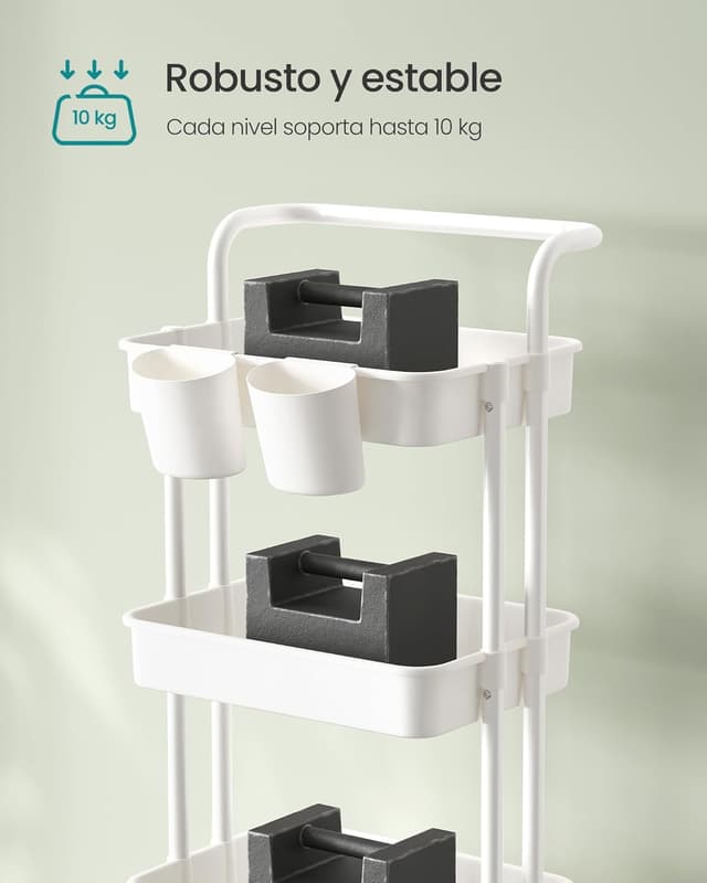 Detalle 2 de SONGMICS Carro Rodante de 4 Niveles con Cestas