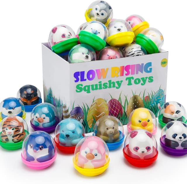 Detalle de 30 Packs Curibble Slow Rising Animals Squishy Toys with Capsules — Party Favors, Classroom Prizes, Stress Relief
