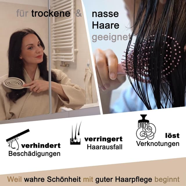 Detalle 1 de Ri|Do Systems Entwirrbürste „ohne Ziepen“ aus Spiralfeder – Haarbürste für Locken, nasses & feines Haar (aqua)