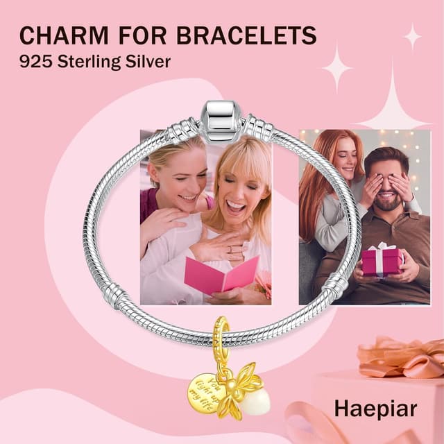 Detalle 2 de HAEPIAR 925 Sterling-Silber Charm „Außerirdischer Hund“ mit Zirkonia für Armband & Kette