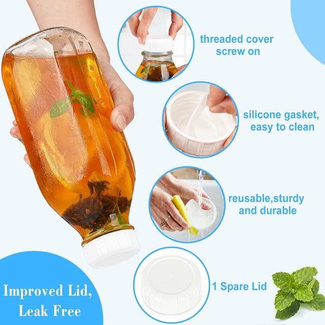 Thumbnail 2 de 2 Pack Glass Milk Bottle 32 Oz 🥛