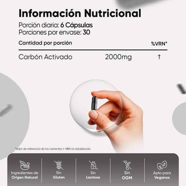 Thumbnail 4 de Carbón Activado 2000mg Vegano 🌿 - 180 Cápsulas para Gases