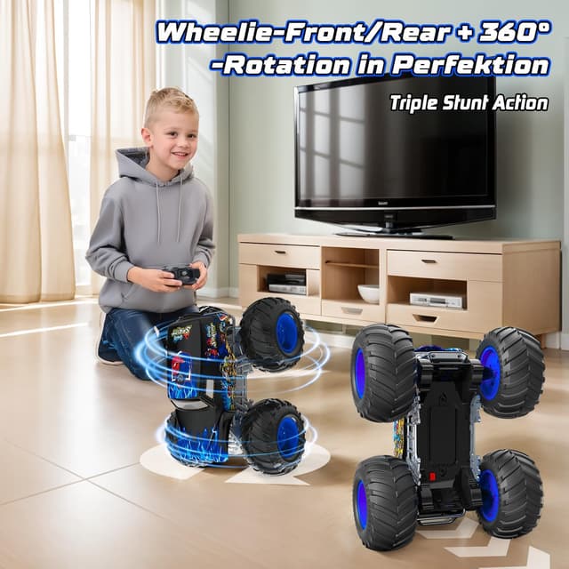 Detalle de Monstertruck 1:16 ferngesteuert mit Licht, 360°-Drehung & Amphibien-Funktion (2,4 GHz, ab 6–8 Jahre)