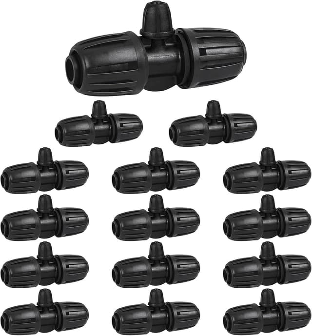 Detalle de Connettori da giardino 16 mm a T con chiusura a spillo (15 pezzi) per tubo in PE