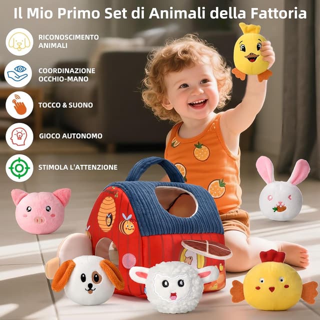 Detalle 2 de Giochi Montessori Casa morbida animali da fattoria per neonati 🎲