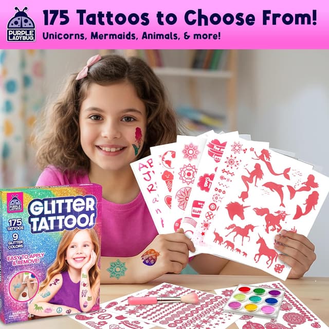 Thumbnail 5 de PURPLE LADYBUG Glitter Tattoo Kit 9 Colours