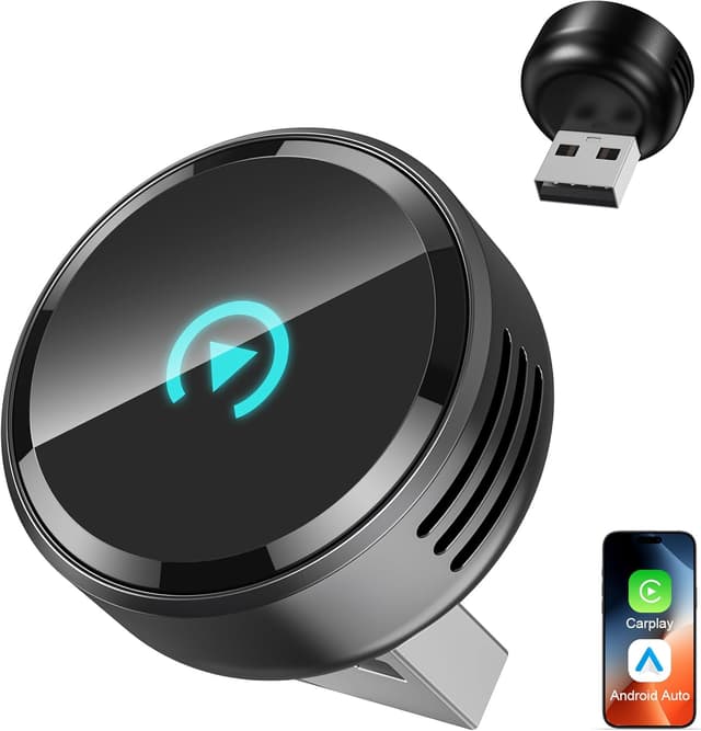 Detalle de Visoud Ultra Mini Circular Wireless CarPlay & Android Auto Adapter with Fast Reconnect