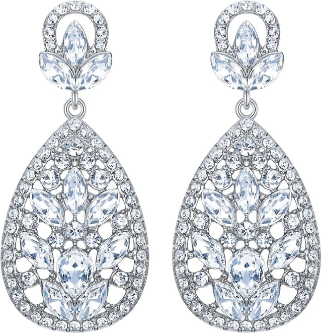 Detalle de Parure de bijoux femme Clearine en cristal transparent (collier, boucles d’oreilles et bracelet)