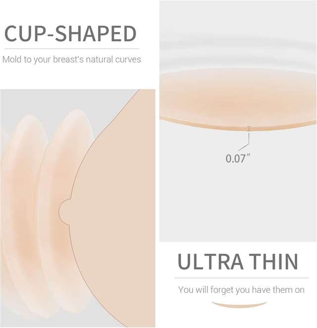 Detalle de VOCH GALA Nipple Covers (2 Pairs) Seamless & Sheer Reusable Silicone Nipple Pasties