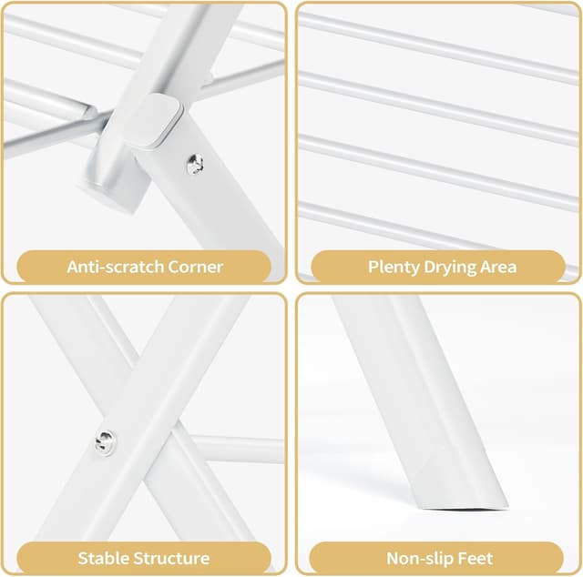 Detalle de SYKIARIOL 3-Level Foldable Clothes Airer (52 x 54 x 114cm) – Space-saving indoor drying rack