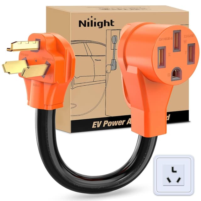Detalle de Nilight 30 Amp to 50 Amp EV Adapter Cord (NEMA 10-30P to 14-50R) 10-Gauge, Level 2 Charging