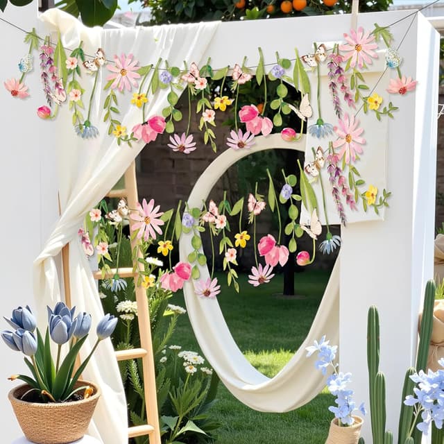 Thumbnail 6 de SUNBEAUTY Wildflowers & Butterflies Paper Flower Garland for Spring Parties