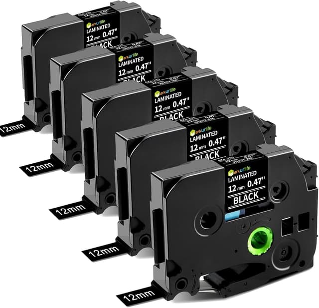 Detalle de Markurlife TZe 335 12 mm Schriftband Weiß auf Schwarz