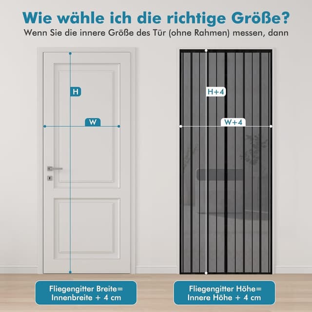 Detalle de Sekey Magnet Fliegengitter Balkontür (ohne Bohren) Schiebetür-Vorhang, 95x210 cm, Schwarz