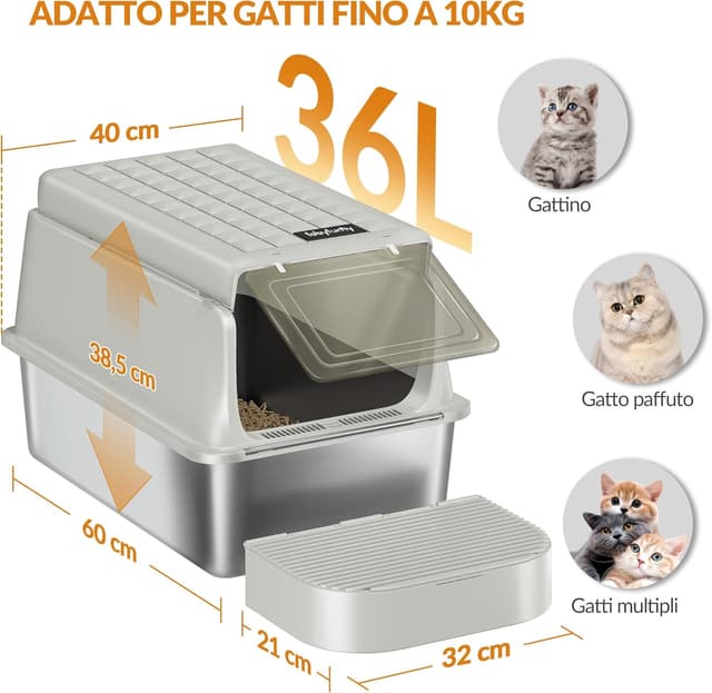 Detalle de Fobyfurny Lettiera in acciaio inox 120°