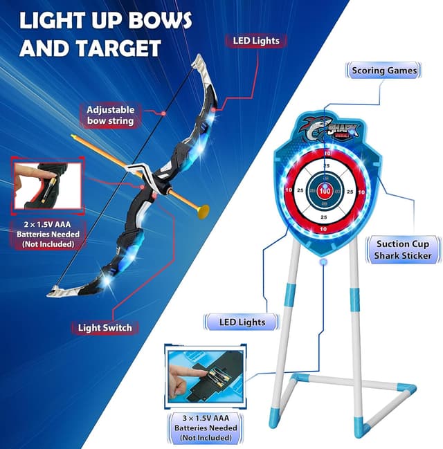 Detalle de VATOS 2 Pack Archery Set with LED, 20 Arrows