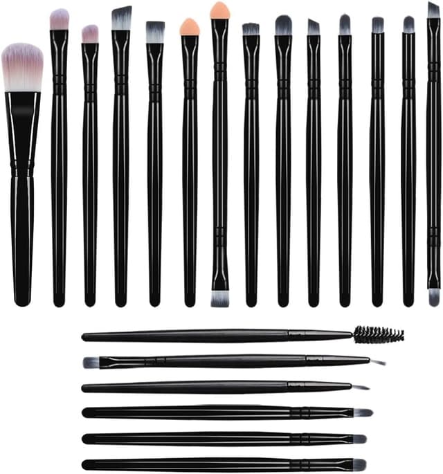 Detalle de AOOWU Set de 20 pinceaux de maquillage noirs (yeux, teint, cernes, lèvres)