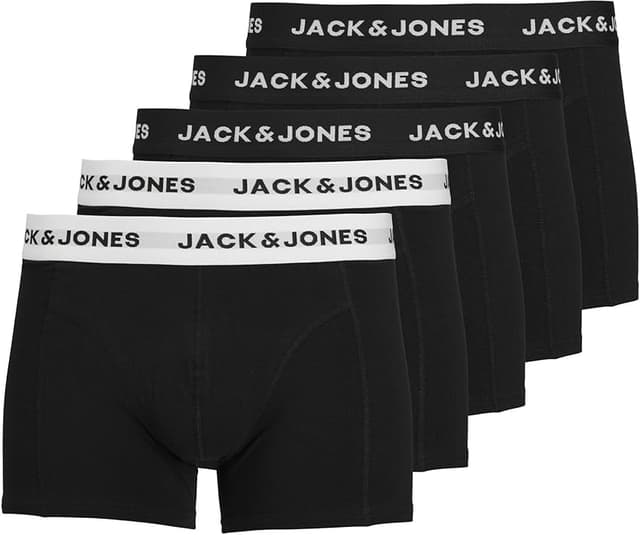 Detalle de Jack & Jones Bóxer Solid Trunk para hombre, 5 unidades 🩲