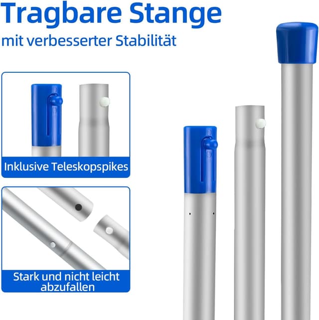 Detalle de Jsdoin 160cm Pool Skimmer Net with 4 Aluminium Poles for Ponds, Pools and Hot Tubs