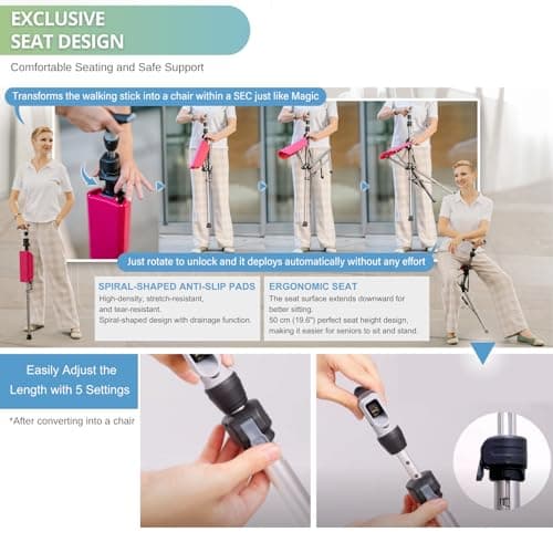 Thumbnail 5 de Ta-Da Chair Pro – Canne de marche avec siège ⚙