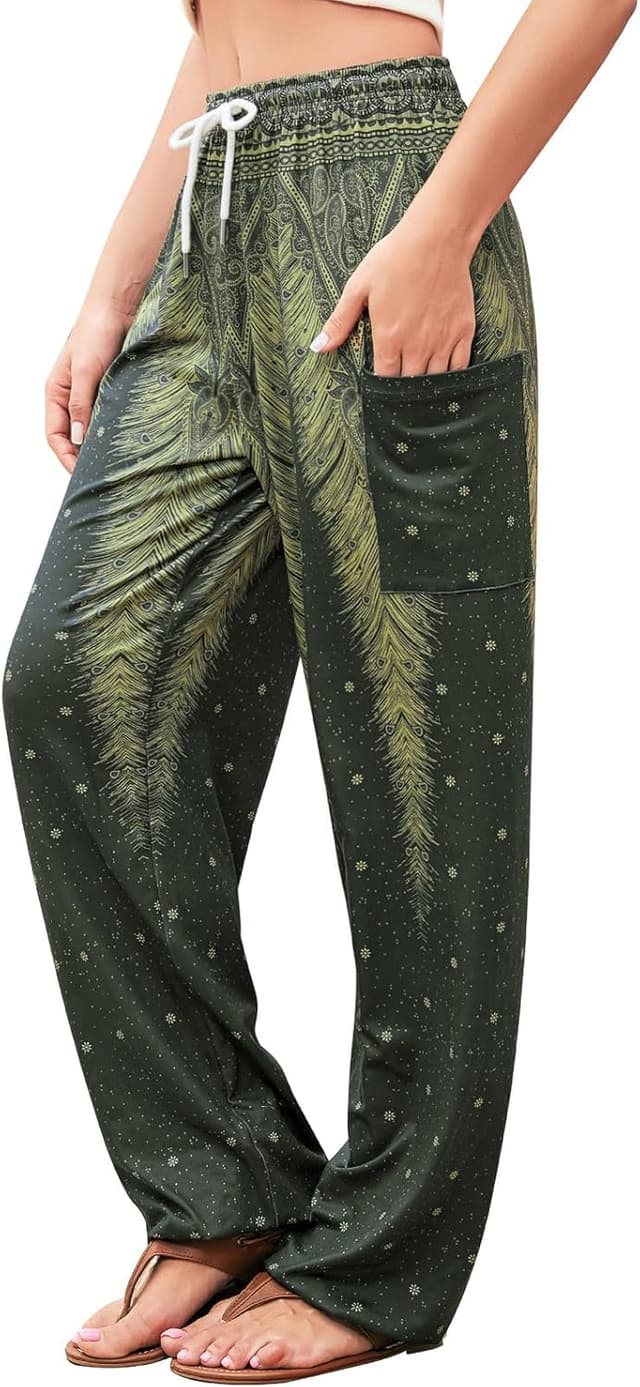 Detalle de QIANXIZHAN Women’s Harem Pants (Boho Palazzo/Boho Joggers) with Pockets