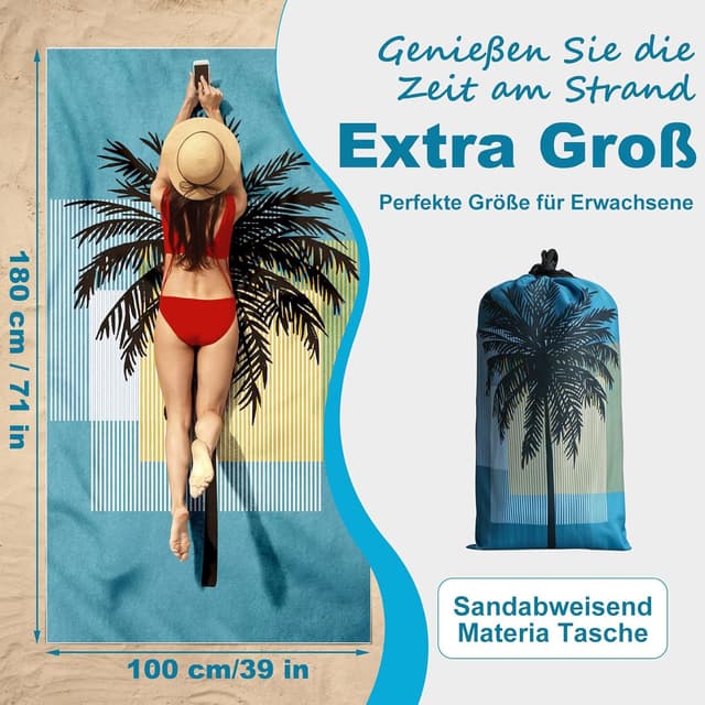 Thumbnail 1 de Asbtos Strandtuch Groß 180 x 100 cm