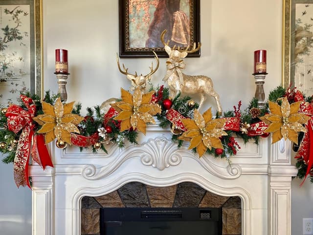 Thumbnail 4 de Oairse Glitter Poinsettia Picks 30cm 🎄