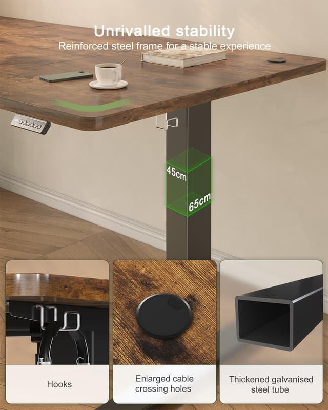 Detalle 1 de JUMMICO 120x60cm Electric Standing Desk 1+2