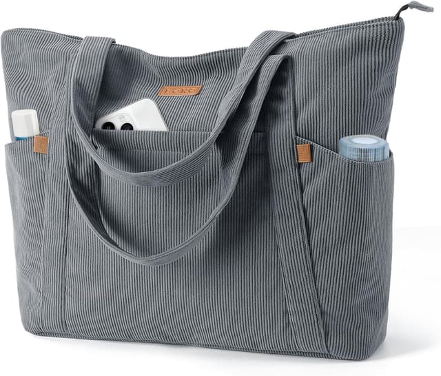 Detalle de Lekespring Large Capacity Corduroy Laptop Tote Bag for Women (42 x 12 x 34 cm)
