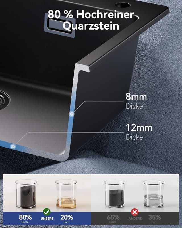 Thumbnail 2 de Sofetiy Spülbecken Granit 60x45cm Schwarz