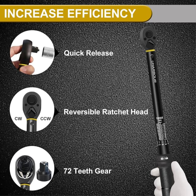 Detalle de Uharbour Torque Wrench 1/2 (Dual Direction, 1 Nm steps, 72-tooth ratchet)