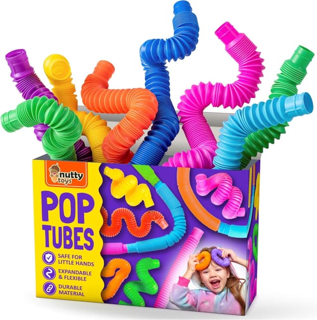 Imagen de Nutty Toys Pop Tubes Large 8-Pack sensory toy en OfertitasTOP