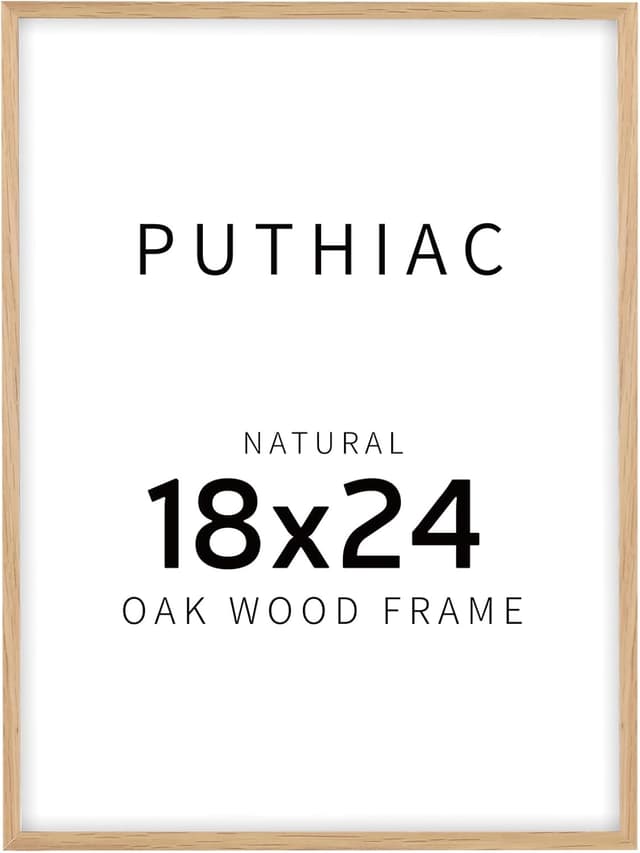Detalle de puthiac 18x24 Solid Oak Wood Picture Frame (No Mat) with Plexi Front, Vertical or Horizontal