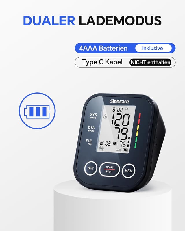 Detalle 1 de Sinocare Blutdruckmessgerät Oberarm 22-42 cm 🩺