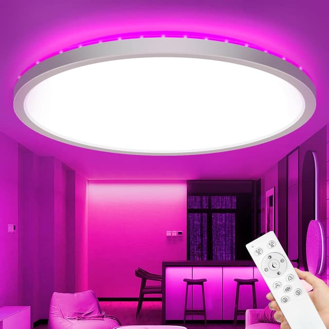 Detalle de zemty LED-Deckenleuchte dimmbar 50 cm, 42 W (3.360 lm) mit RGB und Fernbedienung