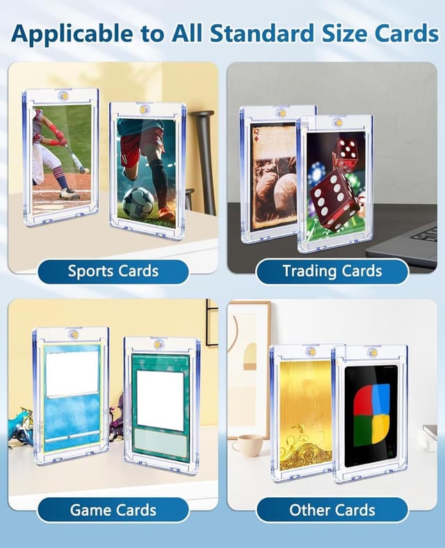 Detalle de YZtree 100ct Magnetic Trading Card Holders (35pt) One Touch Hard Case for Sports Cards