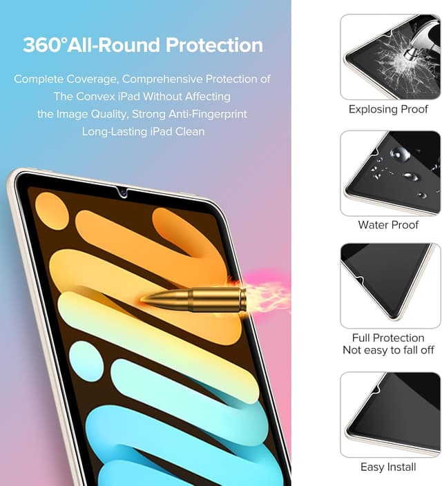 Detalle 2 de Pack de 2 films de protection écran en verre trempé ivoler pour iPad mini 7/6 (8,3 pouces) — dureté 9H, pose sans bulles