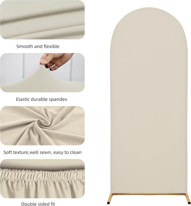 Detalle de Wedding Arch Cover Spandex Arch Backdrop Set of 3 Off-White